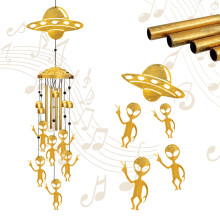 Alien Wind Chimes for Garden - Aliens UFO Windchimes Gifts for Men/Women/Dad/Grandpa Birthday Gift Memorial Gift Metal Wind Chime for Outdoor/Indoors