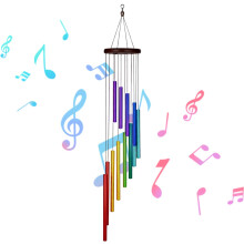 1 Pcs Redwood Wind Chimes for Garden, Outdoor Windchimes with Seven Colours, Indoor Wind Chime Decor for Patio and Home, Musical Chimes with Natural W