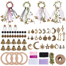 PH PandaHall 86pcs Witch Bells DIY Kit for Door Knob Hanging Witchcraft Decor Wind Chimes Wreath Protection Witches Bell Ornament Key Moon Star Charms