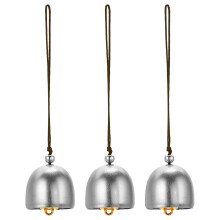 PATIKIL 3 Pcs Wind Chime, Hanging Bells Temple Bells Retro Outdoor Hanging Metal Chinese Wind Chime Round for Outside Garden Camping, Silver Brown