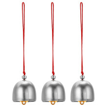 PATIKIL 3 Pcs Wind Chime, Hanging Bells Temple Bells Retro Outdoor Hanging Metal Chinese Wind Chime Round for Outside Garden Camping, Silver Red