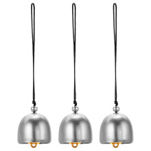 PATIKIL 3 Pcs Wind Chime, Hanging Bells Temple Bells Retro Outdoor Hanging Metal Chinese Wind Chime Round for Outside Garden Camping, Silver Black