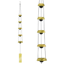 MrMrKura Copper Wind Chimes for Outside, Temple Wind Chimes with 5 Bells Feng Shui Wind Bell Pendent Memorial Windchimes for Home Garden Patio Backyar