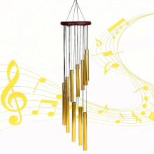 ALMLWIAJ Garden Wind Chimes for Outdoor, Colorful Hanging Wind Chimes Indoor with Metal 12 Aluminum Tubes for Garden Home Yard Patio Decor, Gold