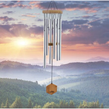 UpBlend Outdoors Wind Chimes for Outside - 29" Silver Wind Chime Outdoor, Zen Garden Chimes for Outdoors, Tin Windchime, Decor Windchimes for Mom, Gra