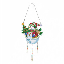 Plancholo 5D DIY Christmas Snowman Diamonds Painting Wind Chimes Suncatcher for Adults and Kids, Hanging Suncatcher DIY Crafts Special Shaped Rhinesto