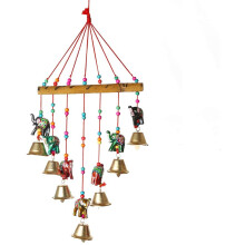 Colorful Elephant wind chime Windchimes Jhoomar hanging for Home Door, Wall, Temple, Bedroom, Decorative Accessories for Party, Christmas decor, Weddi