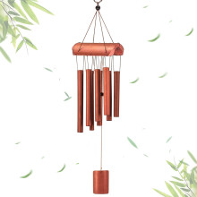 DONGDA 8 Tubes Bamboo Wind Chimes, Copper-Red Wind Chime for Outside, Wooden Wind Chimes Bamboo Zen Wind Chime for Garden Clearance, Decor Windchimes
