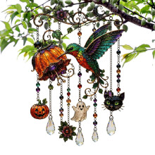 Hummingbird Suncatcher Wind Chime, Acrylic 2D Halloween Garden Decor