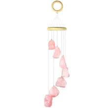 Nupuyai Raw Natural Rose Quartz Crystal Stone Wind Chimes Garden Decor
