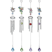 CHACH Fairy Wind Chime, Mobile Spiralling Metal, Glass and Resin, with Crystal Beads and Gold Tubes, Garden Yard Decor