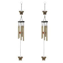 2Pcs Outdoor Wind Chimes, 5-Tubes Metal with Butterfly Pendant
