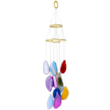 Nupuyai Multicolour Agate Slices Wind Chimes Crystal Stone Garden Decor