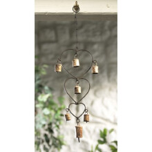 India Recycled Iron Heart & Bells Wind Chime