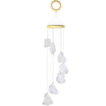 Nupuyai Raw Natural White Quartz Crystal Stone Wind Chimes Garden Decor