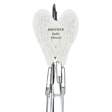 Brother Sadly Missed Guardian Angel Wings Graveside Memorial Wind Chime