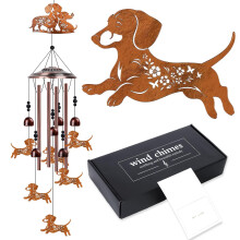 Riletese Dachshund Wind Chimes for Outside - Metal Windchimes Outdoors, Dachshund Gifts for Women/Men, Memorial/Birthday/Housewarming/Festival Gifts,