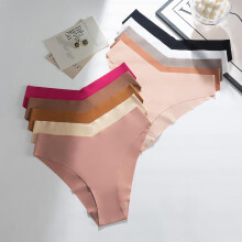 (10pcs, L) Seamless Ice Silk Women's Low Rise V-Shape Panties Breathable Quick Dry Sports Underwear Multi-Color