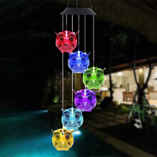 Owl Solar Wind Chime Light Waterproof Color Changing Outdoor Solar Garden Decorative Lights Gardening Gifts for Mother Day Women Birthday Yard Garden