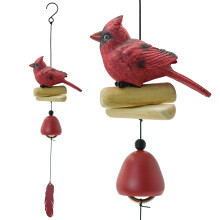 MrMrKura Bird Wind Chimes, Cardinal Wind Bell Pendent for Glory Mothers Love Gift Hanging Wind Chime with Feather Ornament for Bless Garden Backyard H