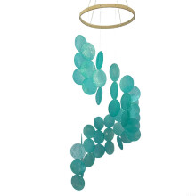 CWOQOCW Natural Shell Wind Chimes 77cm Dreamcatcher Hanging Ornament for Bedroom Garden Patio Porch Home Decor Vibrant Colors Relaxing Tranquil (Cyan-