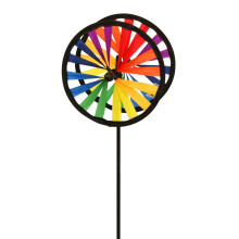 CIM Wind Chimes - Magic Wheel Twin 16 - UV-resistant and weatherproof - wind wheels: 2xØ16cm X height: 53cm - incl. fibreglass rod - versatile home a