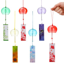 Alipis 5PCS Japanese Wind Chimes: Colorful Glass Wind Chimes with Label - Hanging Japanese Style Pendants for Outdoor or Indoor Garden Patio Home Deco