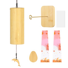 M METERXITY Bamboo Wind Chimes for Meditation, Relaxing Emotions, Wooden Handcrafted Chimes with Bracket for Unique Decor, Gardening Gift for Outdoor
