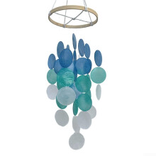 Coastal Shell Wind Chimes Handmade 40cm Bohemian Garden Decor Soothing Melodies Natural Materials for Outdoor Indoor Patio Yard Hanging Ornament (Blue