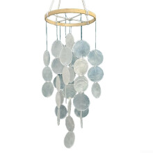 Coastal Shell Wind Chimes Handmade 40cm Bohemian Garden Decor Soothing Melodies Natural Materials for Outdoor Indoor Patio Yard Hanging Ornament (Whit