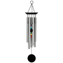 Woodstock Chimes CC7L Chakra Chime Seven Stones, Silver, 24"