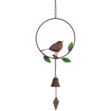 MAISONICA Robin Windchime - Ornamental Garden Accessory - Distressed Brown Metal
