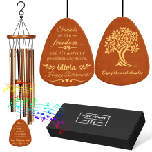 EDSG Retirement Gifts for Women Men Personalised, 25.5 Inches Wind Chimes for Retired, Happy Retirement Gifts for Coworkers, Boss, Teacher(Champagne G