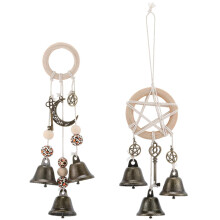 SUNNYCLUE 1 Box 2 Styles Witches Wind Chimes Door Knob Charms Boho Vintage Hanging Magic Metal Star Moon Keys Witchcraft Hanger Witch Bells for Door P