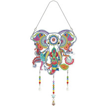 Eimilaly Crystal Suncatcher Colorful Mandala Elephant Hanging Ornaments Diamond Painting for Adults, Diamond Art Wind Chimes Kit for Room, Garden, Fes