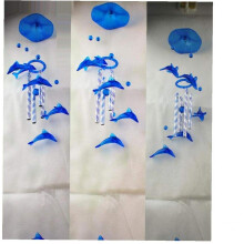 CULER Home Garden Decor Blue Dolphin Plastic Crystal 4 Metal Tubes Wind Chime