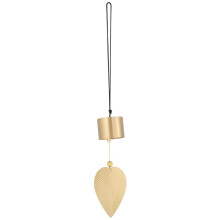 GORGECRAFT Gold Wind Chime Bells 37cm Decorative Brass Garden Lawn Chinese Feng Shui Bell Leaf Home Decoration for Good Luck Wealth Hanging Ornament P