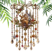 Christmas Wind Chimes, Halloween Suncatcher Wind Chime Stained Glass