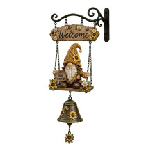EcoGleam Gnome Garden Decor Windchime Retro Decorative Doorbell Handmade Bee Sunflower Gnome Farmhouse Welcome Doorbell for Porch Home Office Garden E
