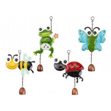 4 X Novelty Happy Animal Garden Hanging Windchimes Butterfly Ladybird Frog Bee