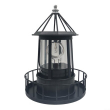 Crabop Solar Rotating Lighthouse LED Garden Light, 360-Degree Waterproof Outdoor Lawn Light for Patio Yard Decor, Black(Black)