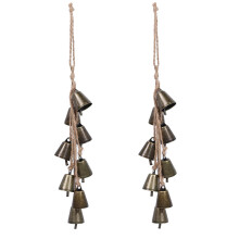 Mersdem Witch Bells for Door Knob Protection,2 Pack Hanging Bells with 8 Vintage Bells, 16.5 inch Witches Bell Chimes for Witchy Home Decor, Positive