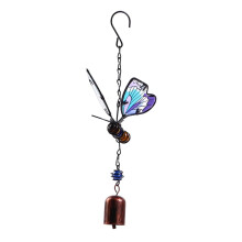 GORGECRAFT Metal Butterfly Wind Chimes 30cm Iron Frame Small Bells Glass Crystal Hanging Ornament Outdoor Insect Windchimes Decoration for Home Garden