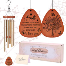 LIRAVENO Aunt Gifts Wind Chimes - Metal Windchimes with Card