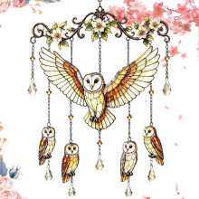 Graceful Hummingbird Wind Chime, Stained Glass & Crystal Sun Catcher Windchime, Colorful Bird Yard Decorations Outdoor, Memorial Gardening Gift for Wo