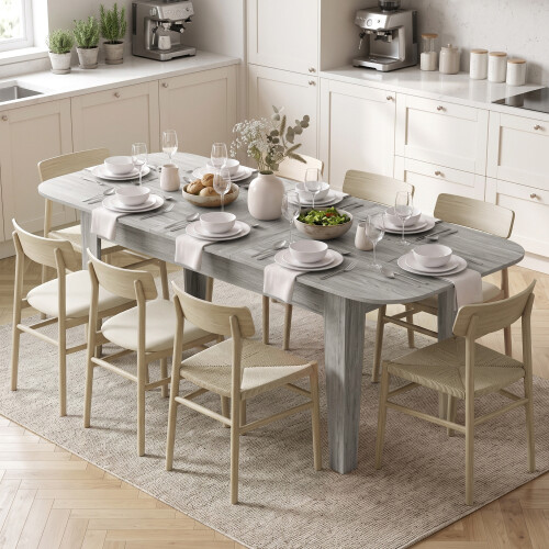 Homcom (Grey) HOMCOM 140-180 cm Extendable Oval Dining Table for 4-6 Round Edges 1