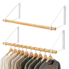 Wall Mounted Pipe Clothes Rail with Shelf Clothes Hanging Bar Shop Display Stand