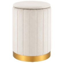 Round Tufted Velvet Stool Gold Base, Modern Makeup Footrest for Bedroom