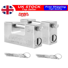 2Pcs 94mm Heavy Duty Armoured Padlock 5 Keys Security Lock Container Warehouse