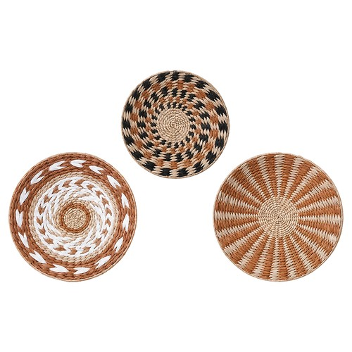 Hand Woven Rattan Wall Decor Plate Boho Round Wicker Hanging Wall Art
